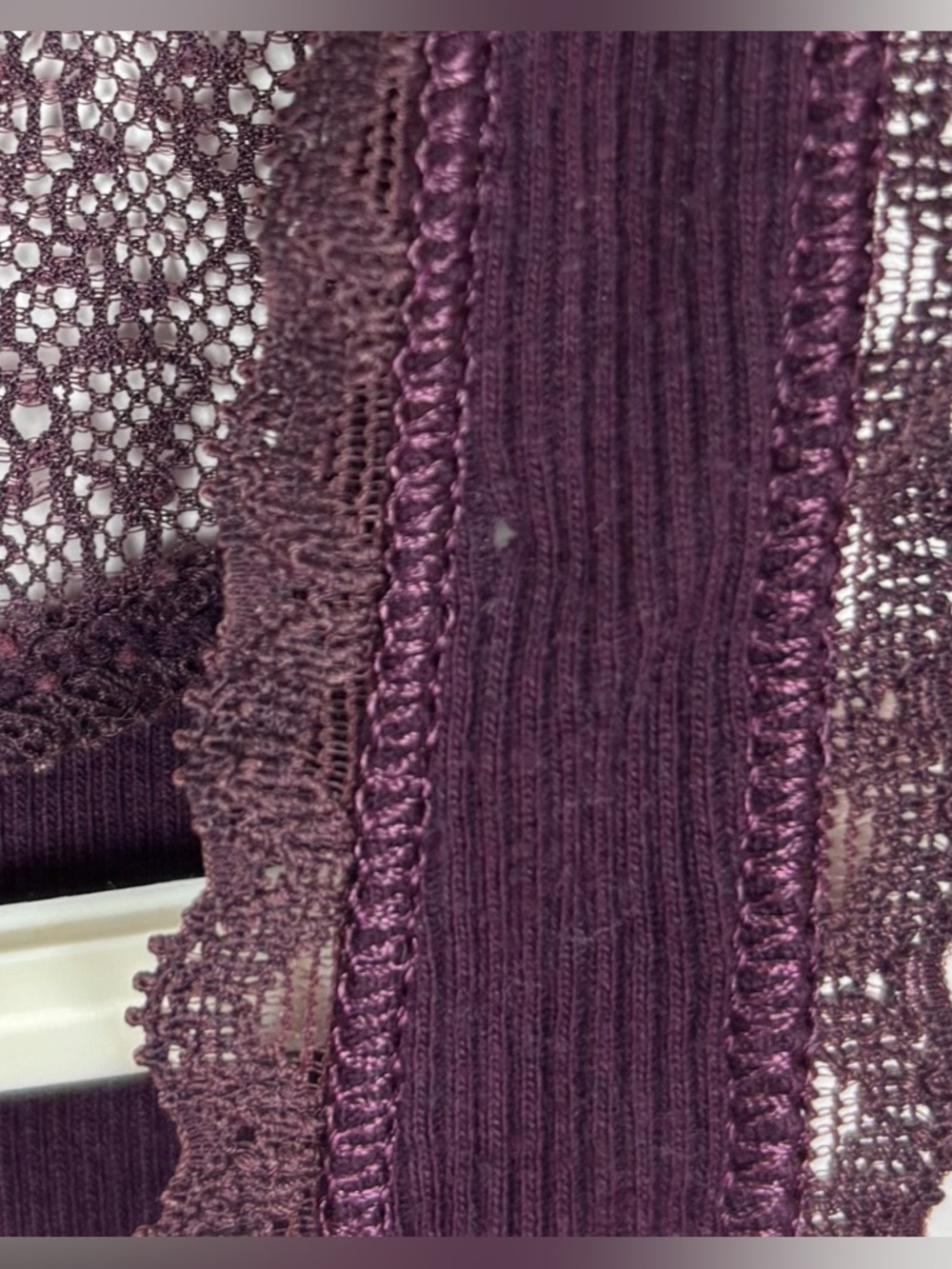 Vintage Y2K American Eagle Tank Top Size Small Purple Lace Coquette Ribbed - Picture 6 of 9